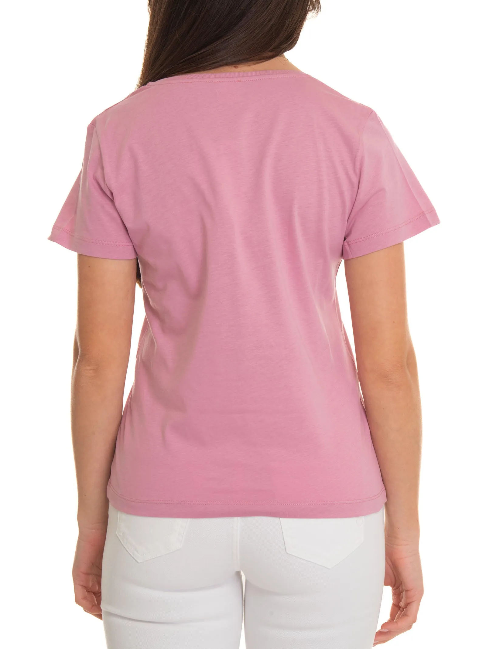 T-shirt collo a V Turbato Rosa Pinko Donna